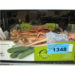 Box of assorted barbie dolls