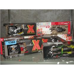 Shelf lot of assorted radio controlled helicopters