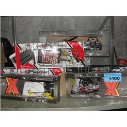 Shelf lot of radio controlled helicopters