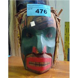 West coast native wood carved mask, signed