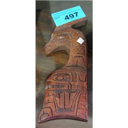 West coast native wood carved plaque titled
