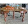 Image 1 : Early 1900s oak 5 leg dining table with 2 leafs