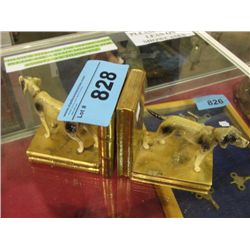 Pair of metal crafted dog book ends