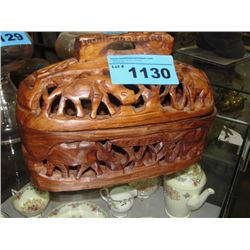 Carved wooden lidded box