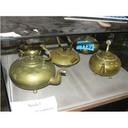 5 vintage brass kettles