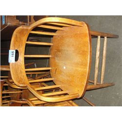 One solid oak railroad style pub chair