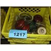 Image 1 : One milk crate of glass telephone line insulators