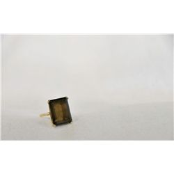 Ladies 10k gold with brown gemstone ring