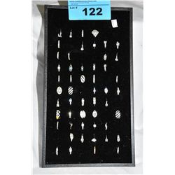 Black tray of 52 assorted ladies sterling silver