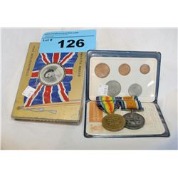 Group of assorted english collectables; coins