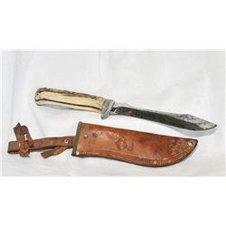 Bone handled Puma hunters knife with sheath