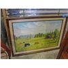Image 1 : Framed original oil on canvas cows in the pasture