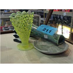 3pcs of quality art pottery and one art glass vase