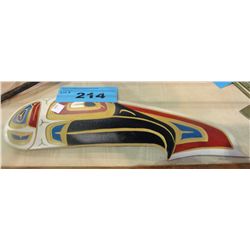 West coast native carving, titled "salmon and
