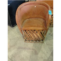 Hand crafted wood and leather tub chair