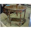 Image 1 : Walnut single drawer D table