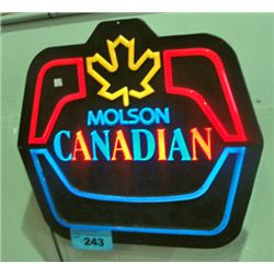 Lighted molson canadian advertisment sign