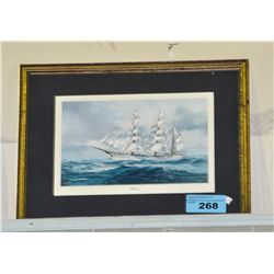 Framed sailboat print titled "Sagres Portugual"