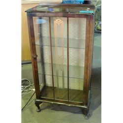1940-50s walnut veneer curio cabinet