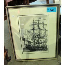 Framed original signed and numbered charcoal