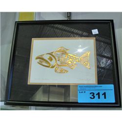 Framed Bill Reid titled Haida Salmon picture
