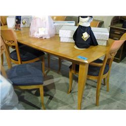 Contemporary maple dining room table with 6 chairs