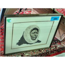 Framed original art eskimo painting