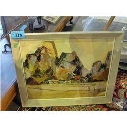 Framed original oil on canvas abstract painting
