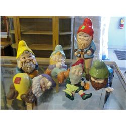 7pc ceramic garden gnome set