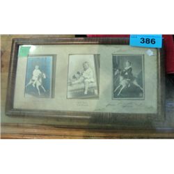 Framed black and white vintage baby photo set