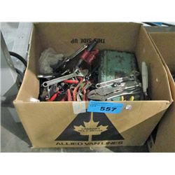 One box of assorted hand tools; screw drivers, wrenchs, etc