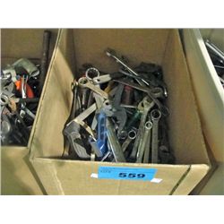 One box of assorted hand tools; screw drivers, wrenchs, etc