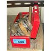 Image 1 : Red toolbox of assorted hammers