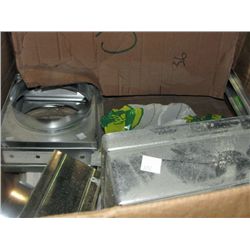 Box full of assorted heating vents and hardware