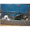 Image 1 : Blue metal toolbox filled with assorted staplers