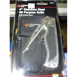 4" stainless steel all purpose knife with case