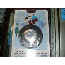 Vancouver 2010 olympic mascot coin and puck set