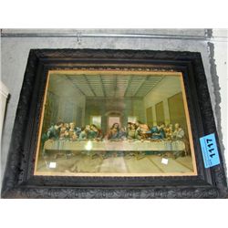 Framed oil on canvas transfer print of the last supper