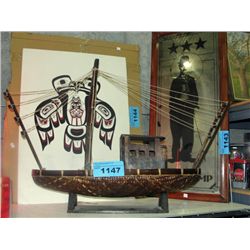 Hand crafted wooden boat model