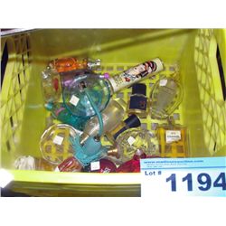 Milk crate of assorted perfumes