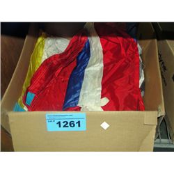 Box of assorted flags of the world