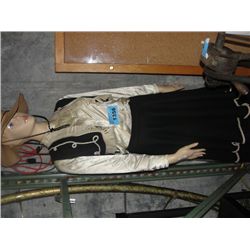 Clothing store display mannequin complete with ladies western ware outfit