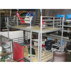 Tubular metal framed bunk bed set