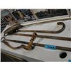 Image 1 : Lot of 5 hand crafted wooden items; 2 walking sticks, measurer, etc