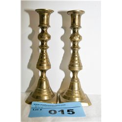 Pair of late 19th century brass push up candle