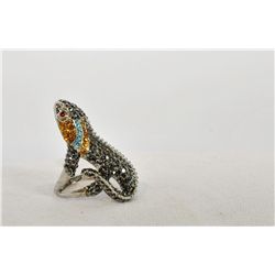 Hand Set Crystal Lizard ring