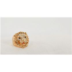 Gold Clad crystal Lion ring