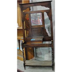 Early 1900s barley twist oak hall stand