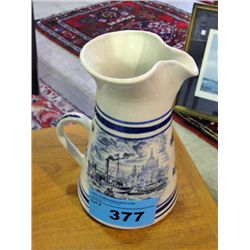 English blue and white pitcher