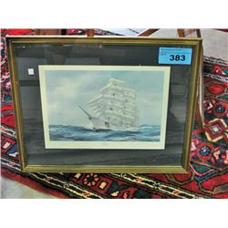 Framed sailboat print titled "eagle united states"